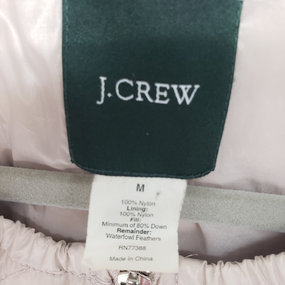 J Crew Quilted Puffer Vest Women Medium Beige Down Fill Zip Pockets Lightweight - Picture 3 of 7